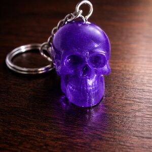 Handmade resin Purple Skull head  Keychain
